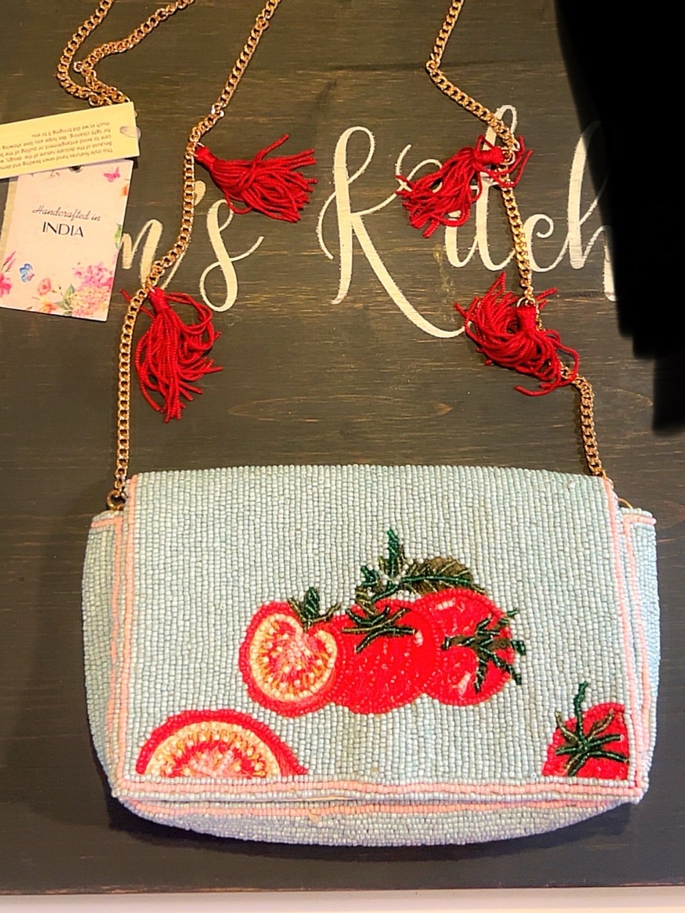 NWT Beaded Tomato Crossbody Bag - Handcrafted 🍅🍅🍅